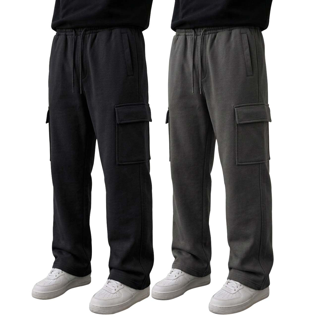 Pack of 2 Cargo Trousers ( Black & Charcoal )