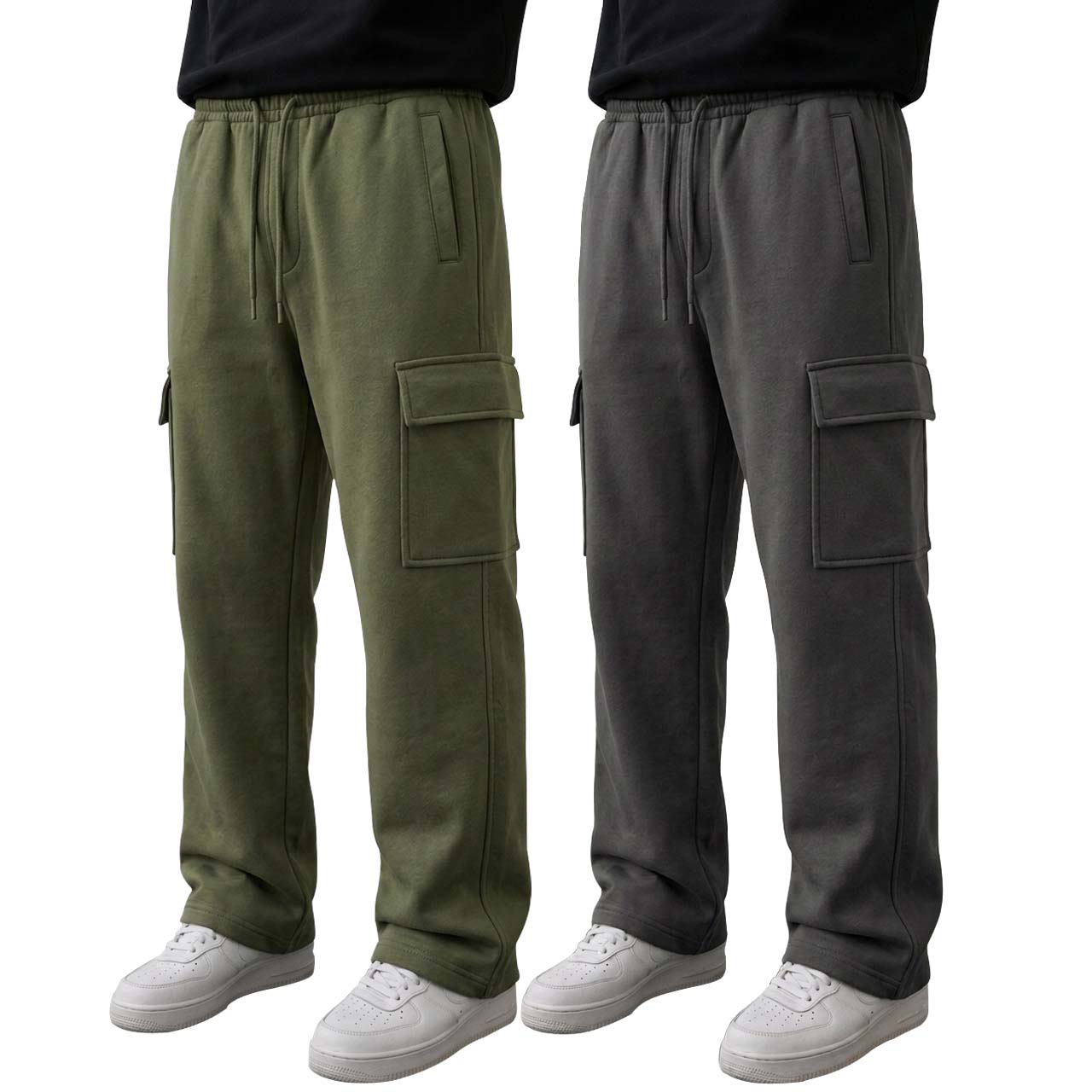 Pack of 2 Cargo Trousers ( Commando Green & Charcoal )