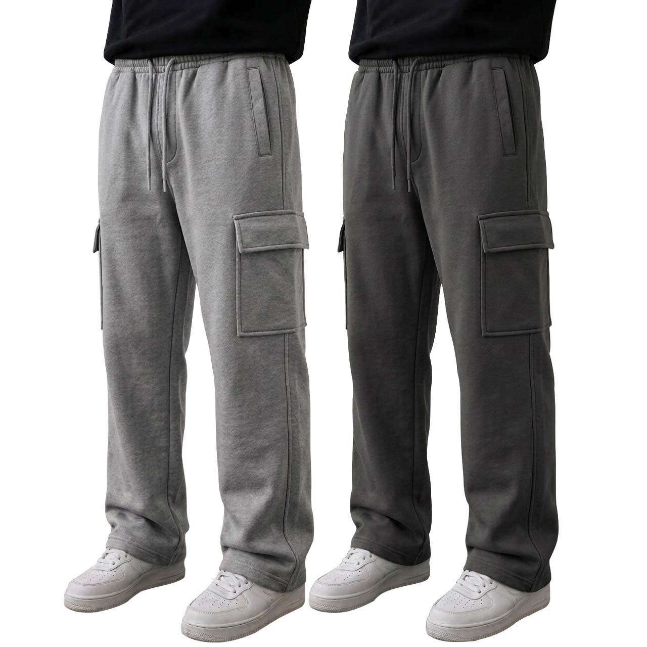 Pack of 2 Cargo Trousers ( Grey & Charcoal )